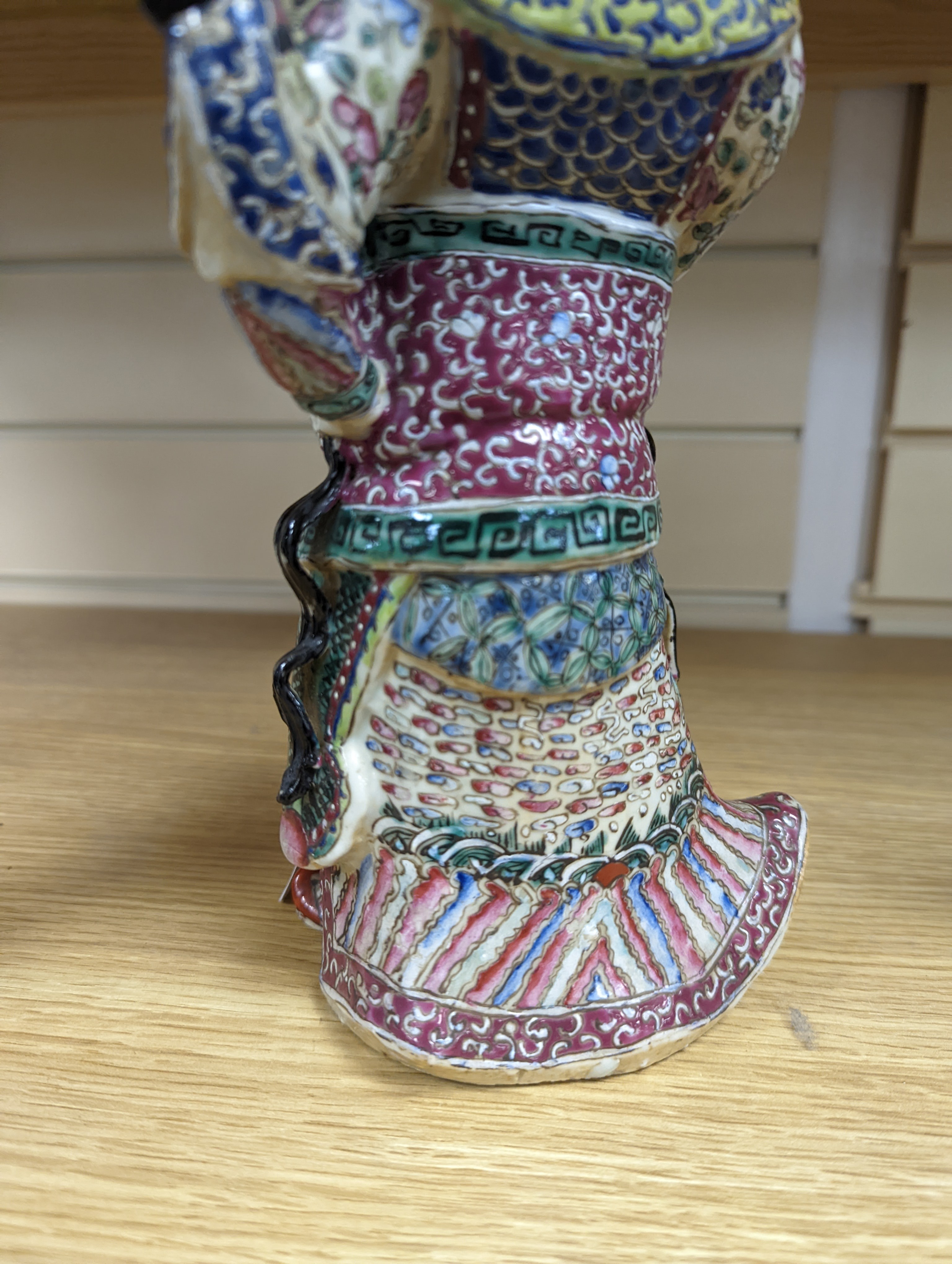 A Chinese enamelled porcelain figure of a General, Republic period, 26cm